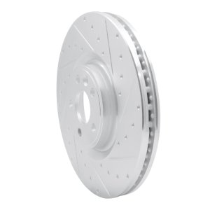 Jaguar E-Pace Brake Rotor (1) - Front Right - R1 Concepts - Drilled & Slotted - Silver - `18-`20